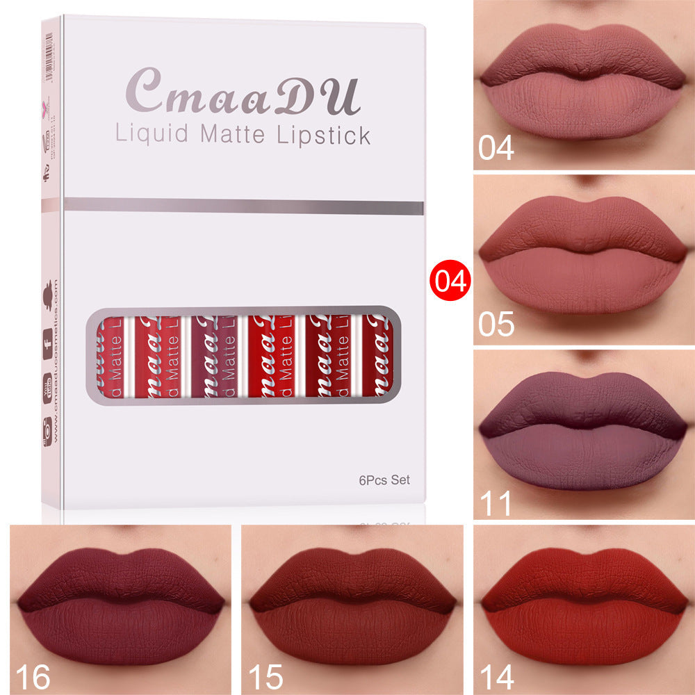 6 Boxes Of Matte Non-stick Cup Waterproof Lipstick Long Lasting Lip Gloss - Glowbox
