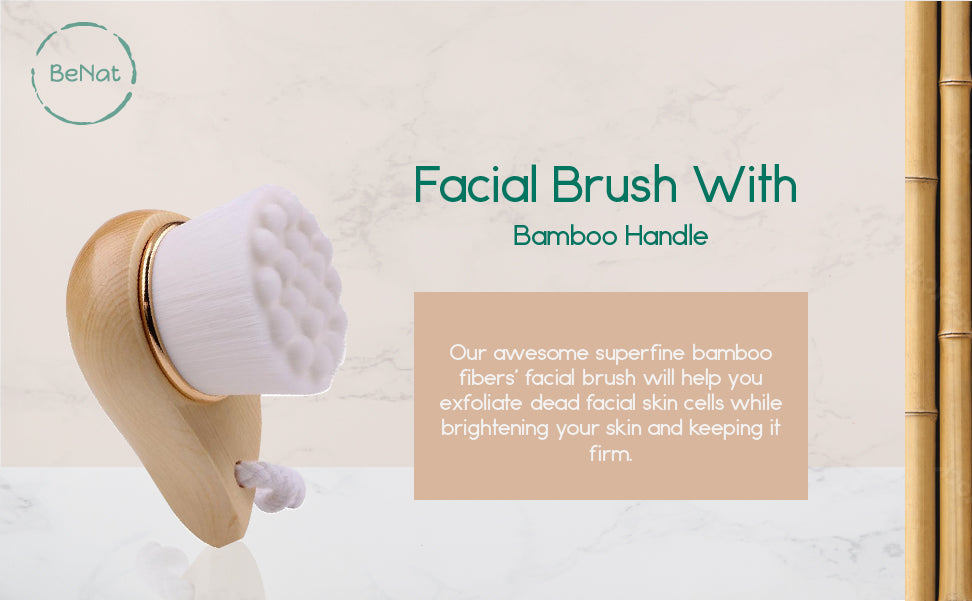 Facial Brush with Bamboo Handle - Glowbox