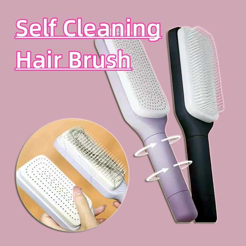 Brosse à Cheveux Auto-Nettoyante – Self Cleaning Hair Brush Antistatique - Glowbox