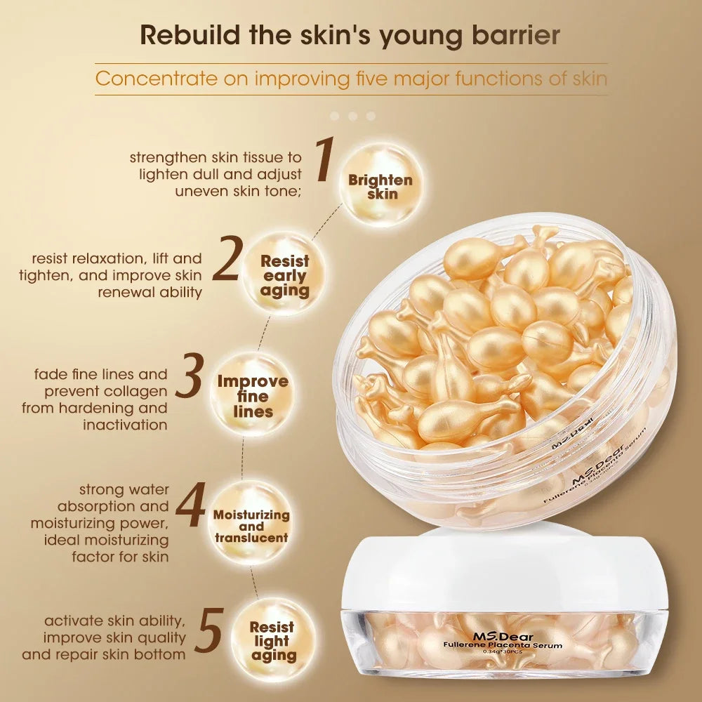 30Pcs Hyaluronic Acid Capsules Serum Hydrating Repair Moisturizing Essence Liquid Facial Deeply Nourishes Firming Skin Care - Glowbox