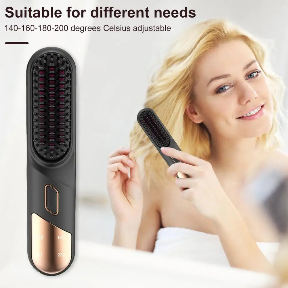 Brosse Lissante Chauffante Sans Fil – Cordless Hair Straightening Comb Rechargeable - Glowbox
