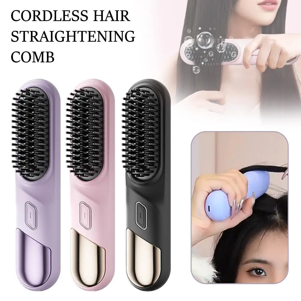 Brosse Lissante Chauffante Sans Fil – Cordless Hair Straightening Comb Rechargeable - Glowbox