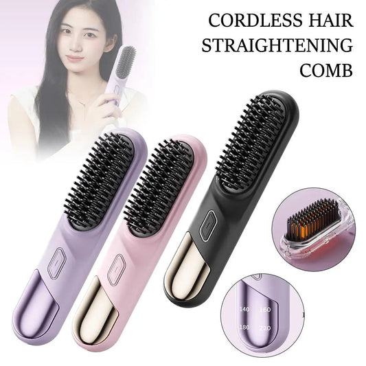 Brosse Lissante Chauffante Sans Fil – Cordless Hair Straightening Comb Rechargeable - Glowbox