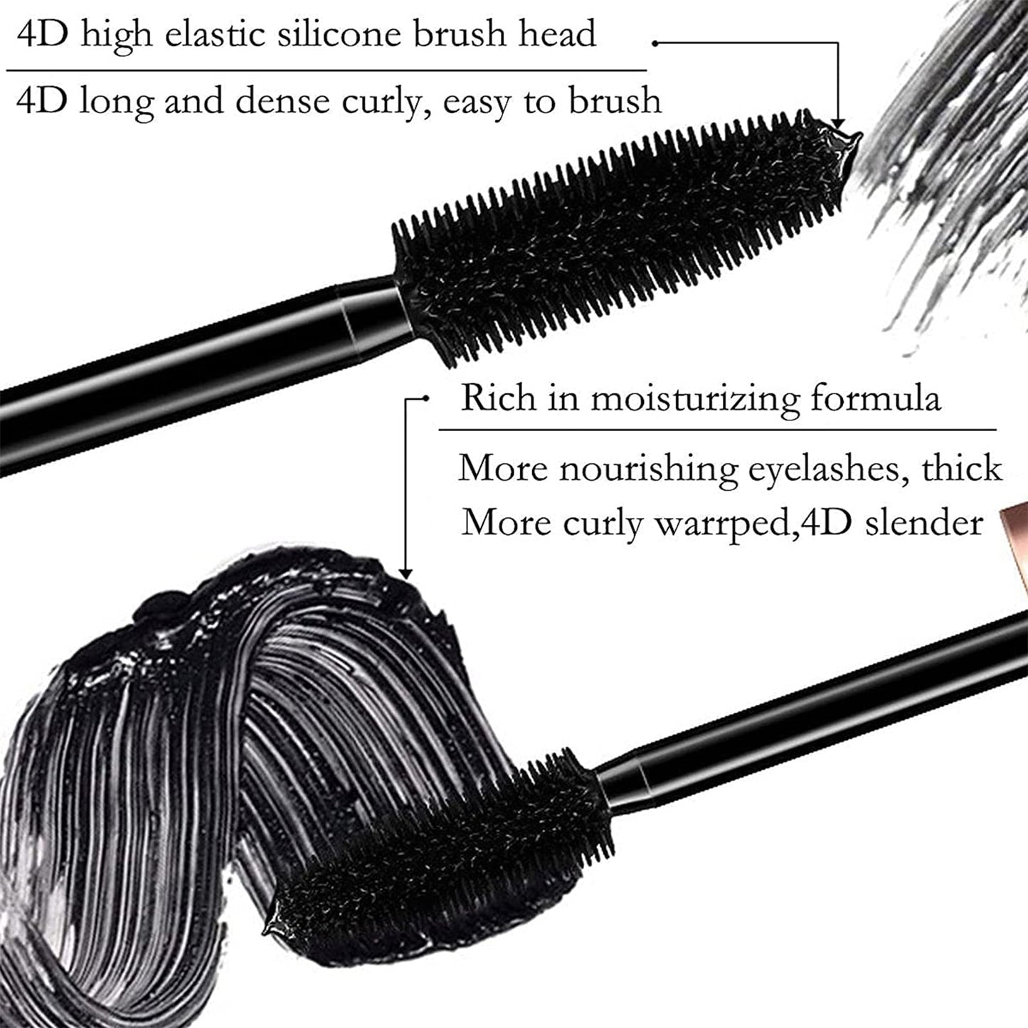 1/2 Pack Black 4D Silk Fiber Eyelash Mascara Extension Makeup - Glowbox