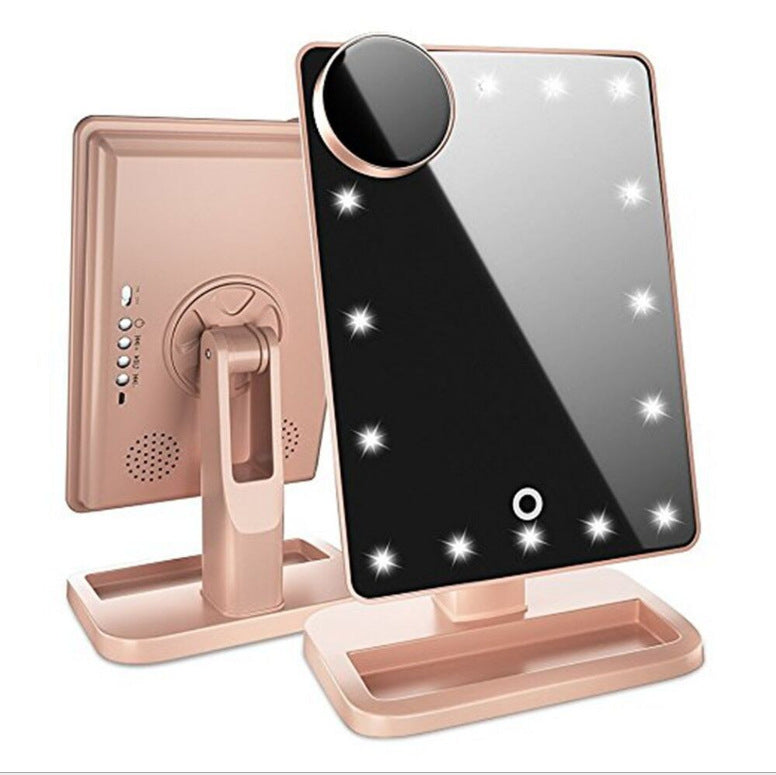 Touch Screen Makeup Mirror With 20 LED Light Bluetooth Music Speaker 10X Magnifying Mirrors Lights - Glowbox