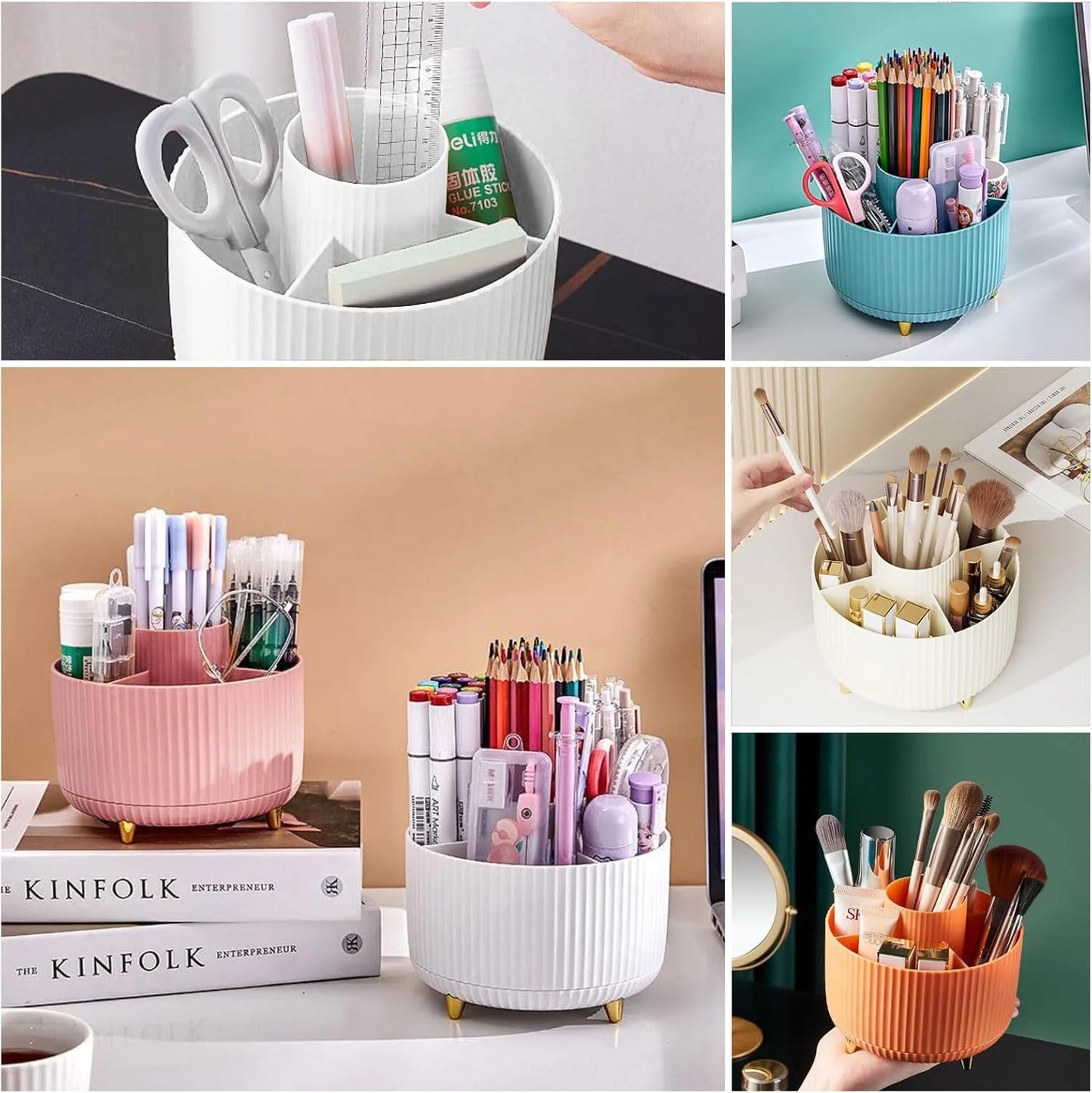 360° Rotating Makeup Tool Storage Box Desktop Organizer Cosmetic Brushes Holder Lipstick Eyebrow Pencil Holder Jewelry Container - Glowbox