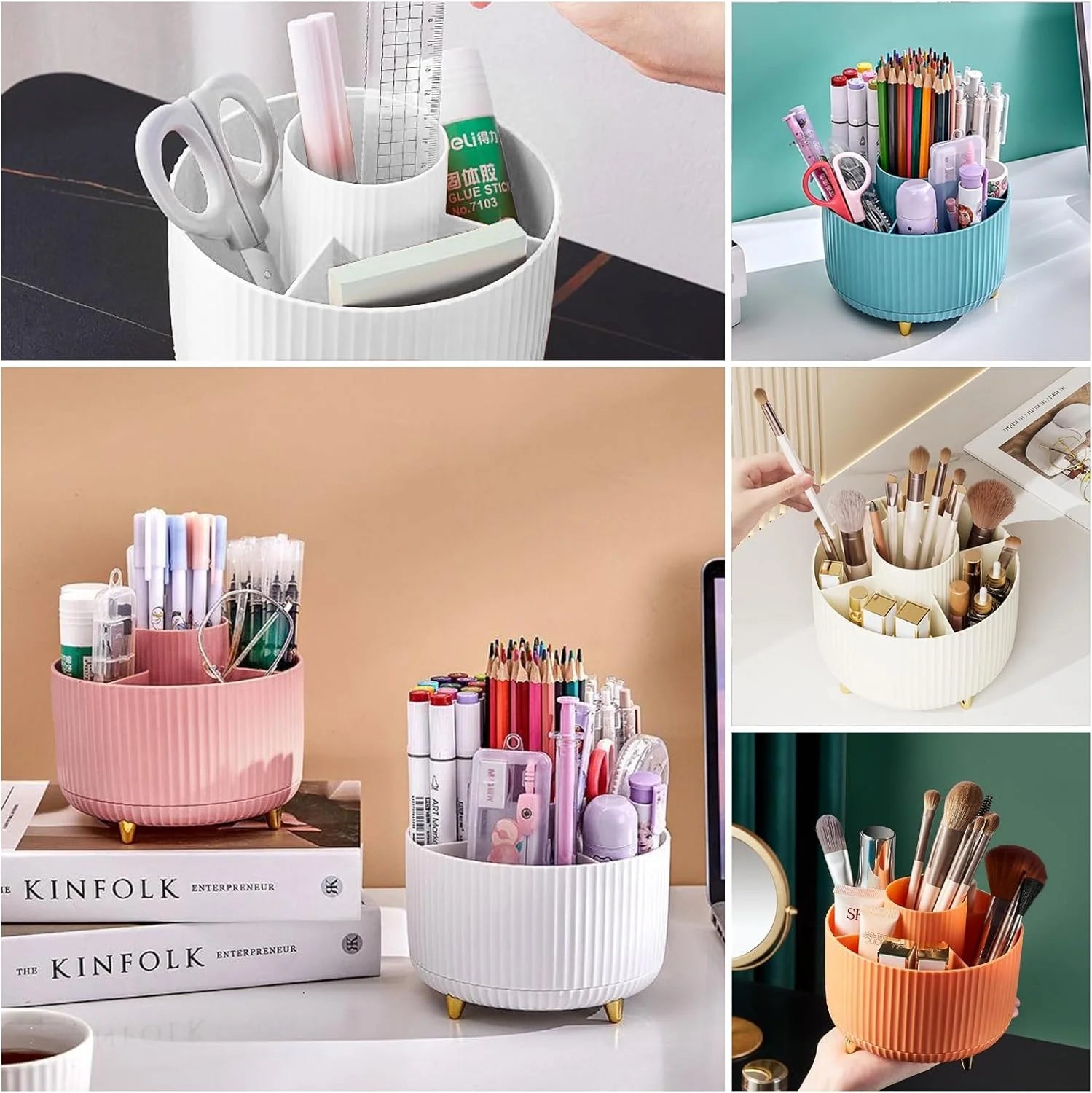 360° Rotating Makeup Tool Storage Box Desktop Organizer Cosmetic Brushes Holder Lipstick Eyebrow Pencil Holder Jewelry Container - Glowbox