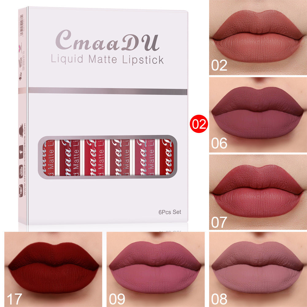 6 Boxes Of Matte Non-stick Cup Waterproof Lipstick Long Lasting Lip Gloss - Glowbox