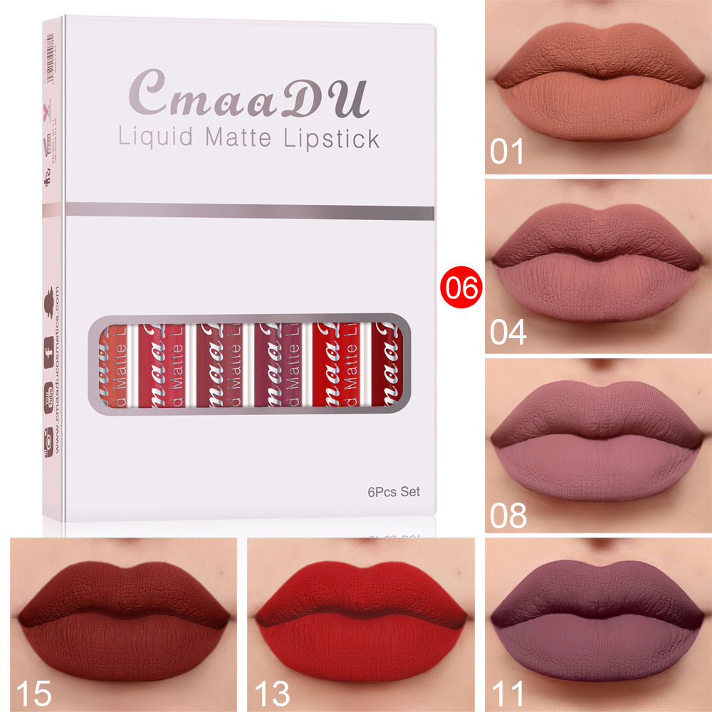 6 Boxes Of Matte Non-stick Cup Waterproof Lipstick Long Lasting Lip Gloss - Glowbox