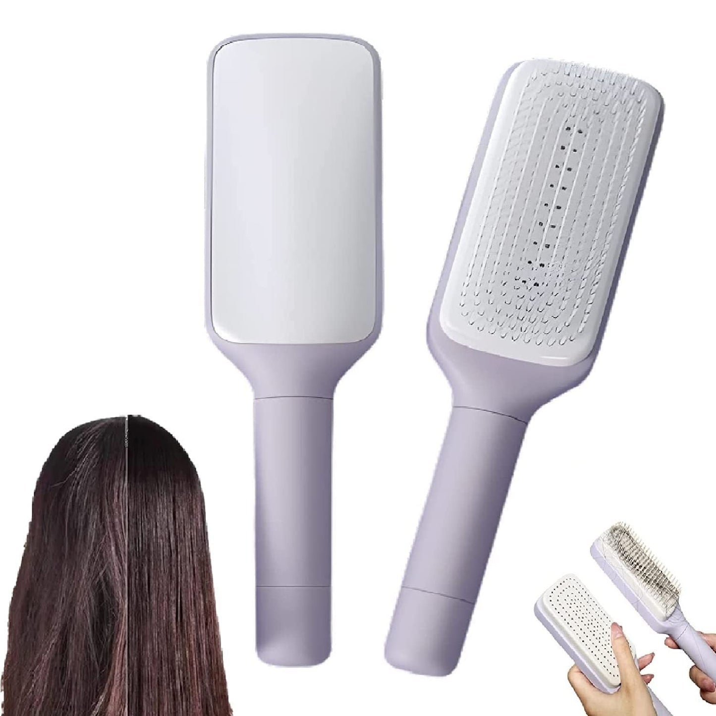 Brosse à Cheveux Auto-Nettoyante – Self Cleaning Hair Brush Antistatique - Glowbox