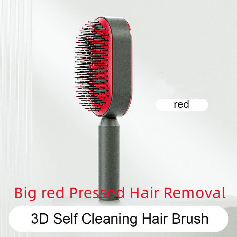 Self Cleaning Hair Brush For Women One-key Cleaning Hair Loss Airbag Massage Scalp Comb Anti-Static Hairbrush - Glowbox