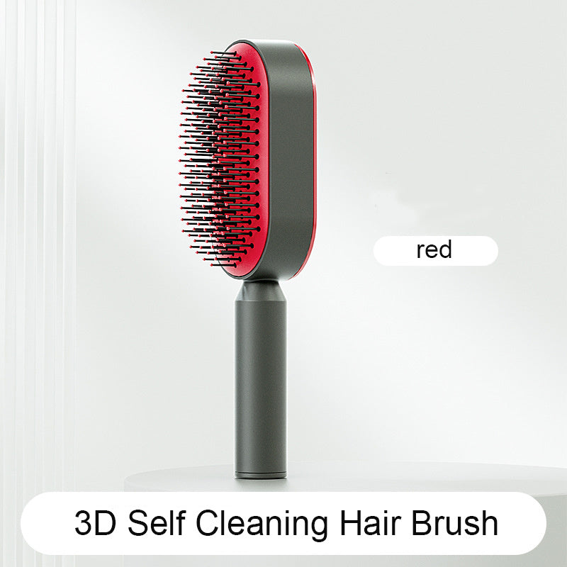 Self Cleaning Hair Brush For Women One-key Cleaning Hair Loss Airbag Massage Scalp Comb Anti-Static Hairbrush - Glowbox
