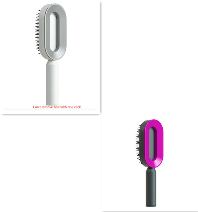 Self Cleaning Hair Brush For Women One-key Cleaning Hair Loss Airbag Massage Scalp Comb Anti-Static Hairbrush - Glowbox